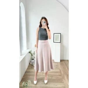 Rok Midi 7/8 Audy Skirt Wanita Korean Style Scuba Premium – Rok Kerja Casual Kantor Pesta